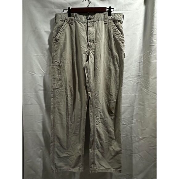 Carhartt Pants Mens 36x32 Khaki  Dungaree Fit Carpenter‎ Workwear B151 Tan - Picture 1 of 6